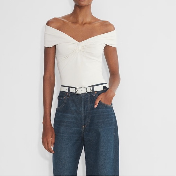 Aritzia Tops - NWT Aritzia Contour Twist Off Shoulder White Top Babaton Blouse Going Out
